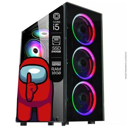 Imagem de Computador PC Gamer Completo TOB Intel Core i5 SSD 240GB 16GB Teclado Mouse Mouse Pad e Headset Gamer Joystick Monitor 19" Windows 10 Pro Trial