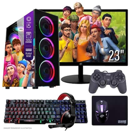 Computador PC Gamer Completo TOB Intel Core i5 SSD 240GB 8GB Teclado Mouse Mouse Pad e Headset Gamer...