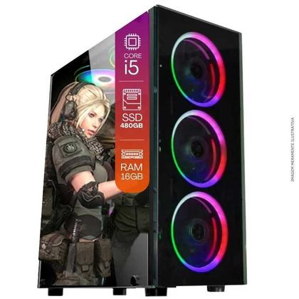Imagem de Computador PC Gamer Completo TOB Intel Core i5 SSD 480GB 16GB Teclado Mouse Mouse Pad e Headset Gamer Monitor 19" Windows 10 Pro Trial