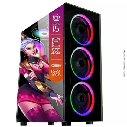 Imagem de Computador PC Gamer Completo TOB Intel Core i5 SSD 480GB 16GB Teclado Mouse Mouse Pad e Headset Gamer Monitor 23 Windows 11 Pro Trial