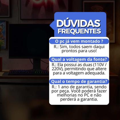 Imagem de Computador PC Gamer Completo TOB Intel Core i5 SSD 480GB 16GB Windows 10 Pro Trial + Teclado e Mouse + Mouse Pad + Headset +Joystick + Monitor 21.5"