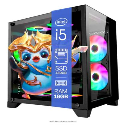 Imagem de Computador PC Gamer Completo TOB Intel Core i5 SSD 480GB 16GB Windows 10 Pro Trial + Teclado e Mouse + Mouse Pad + Headset +Joystick + Monitor 21.5"