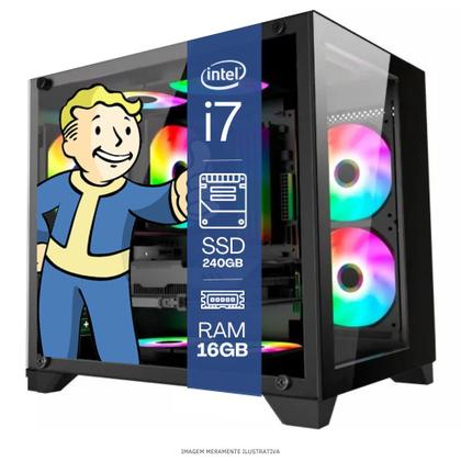 Imagem de Computador PC Gamer Completo TOB Intel Core i7 SSD 240GB 16GB Gabinete Aquário Teclado Mouse Mouse Pad e Headset Gamer Monitor 19" Windows 10 Pro Tria