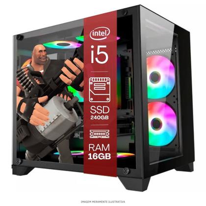 Imagem de Computador PC Gamer Completo TOB Intel Core i7 SSD 240GB 16GB Gabinete Aquário Teclado Mouse Mouse Pad e Headset Gamer Monitor 23" Windows 10 Pro Tria