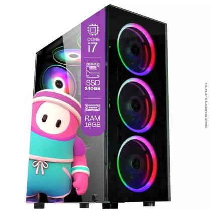 Imagem de Computador PC Gamer Completo TOB Intel Core i7 SSD 240GB 16GB Teclado Mouse Mouse Pad e Headset Gamer Monitor 19" Windows 10 Pro Trial