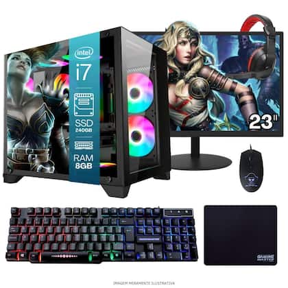 Computador PC Gamer Completo TOB Intel Core i7 SSD 240GB 8GB Gabinete Aquário Teclado Mouse Mouse Pad e...