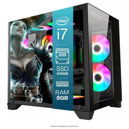 Imagem de Computador PC Gamer Completo TOB Intel Core i7 SSD 240GB 8GB Gabinete Aquário Teclado Mouse Mouse Pad e Headset Gamer Monitor 23 Windows 11 Pro Trial