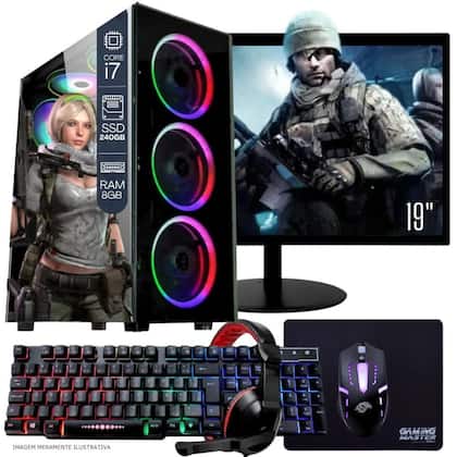 Computador PC Gamer Completo TOB Intel Core i7 SSD 240GB 8GB Teclado Mouse Mouse Pad e Headset Gamer...