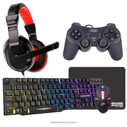 Imagem de Computador PC Gamer Completo TOB Intel Core i7 SSD 480GB 16GB Teclado Mouse Mouse Pad e Headset Gamer Joystick Monitor 19" Windows 10 Pro Trial