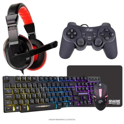 Imagem de Computador PC Gamer Completo TOB Intel Core i7 SSD 480GB 16GB Teclado Mouse Mouse Pad e Headset Gamer Joystick Monitor 23" Windows 10 Pro Trial