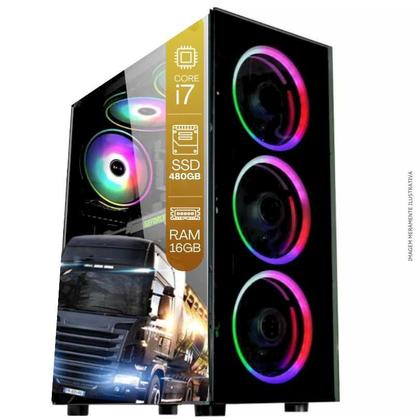 Imagem de Computador PC Gamer Completo TOB Intel Core i7 SSD 480GB 16GB Teclado Mouse Mouse Pad e Headset Gamer Monitor 23 Windows 10 Pro Trial