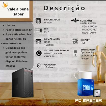 Imagem de Computador PC Master Desktop Core i7 3.80ghz 8gb dd3 1tb ssd sata ubuntu