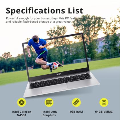 Imagem de Computador portátil Acer 315 15.6 FHD Chromebook Intel Celeron 4 GB/64 GB