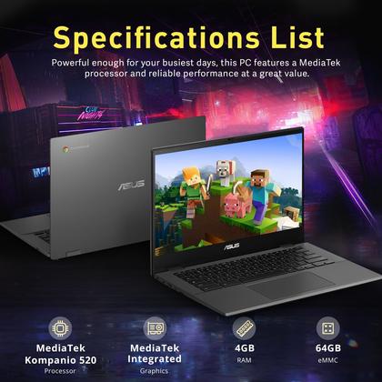Imagem de Computador portátil ASUS Chromebook CM1402 14 FHD antirreflexo de 4 GB/64 GB