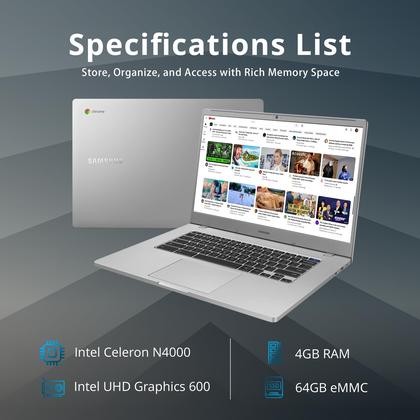 Imagem de Computador portátil SAMSUNG Chromebook 4+ de 15,6" FHD Intel Celeron 4 GB/64 GB