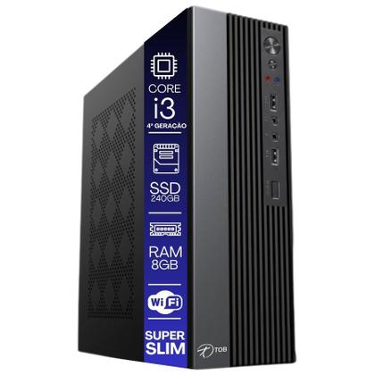 Imagem de Computador TOB Slim Completo Compacto 4ª Geração Intel Core i3 SSD 240GB Memória 8GB Teclado Mouse Monitor 19" Rede sem fio Win 10 Trial