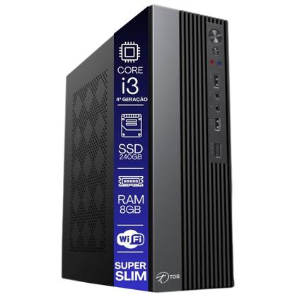 Imagem de Computador TOB Slim Completo Compacto 4ª Geração Intel Core i3 SSD 240GB Memória 8GB Teclado Mouse Monitor 19" Rede sem fio Win 10 Trial