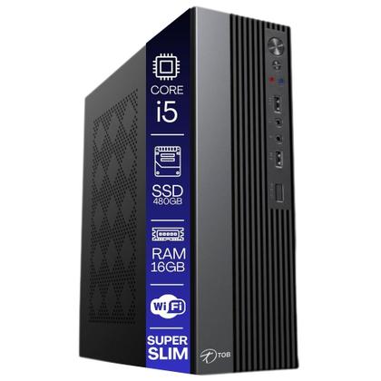 Imagem de Computador TOB Slim Completo Compacto Intel Core i5 SSD 480GB Memória 16GB Teclado Mouse Monitor 19" Rede sem fio Windows 10 Trial
