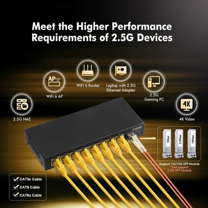 Imagem de Comutador Ethernet MokerLink de 8 portas 2,5 G com slot SFP de 10 G