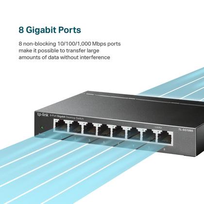 Imagem de Comutador Ethernet TP-Link TL-SG108S Desktop Gigabit de 8 portas
