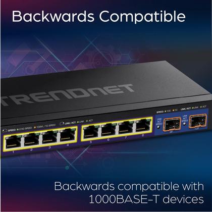 Imagem de Comutador Ethernet TRENDnet 10 portas multi-Gig TEG-3102WS preto