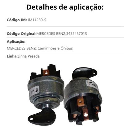 Imagem de Comutador Ignição Speed Marilia Mbb Caminhões Onibus C/Chave