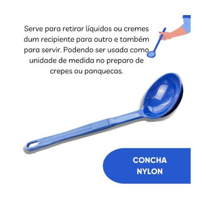 Imagem de Concha De Feijão Nylon Talher Cozinha Utensílio Azul 28Cm