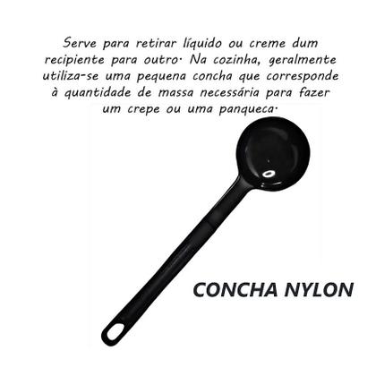 Imagem de Concha De Feijão Nylon Talher Cozinha Utensílio Preto 28Cm