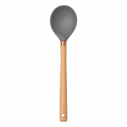 Imagem de Concha de Silicone 29,5cm Cabo Madeira Ergonômico Antiaderente Resistente ao Calor