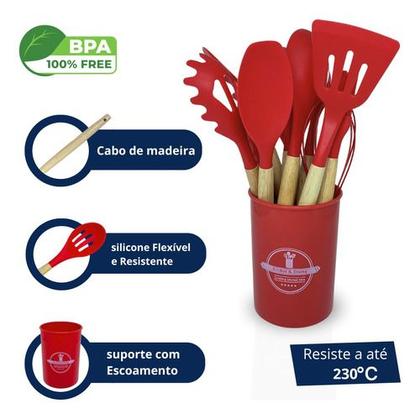 Imagem de Concha Escumadeira Jogo  Colheres E Talheres Silicone 12 peças