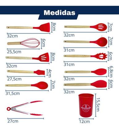 Imagem de Concha Escumadeira Jogo  Colheres E Talheres Silicone 12 peças