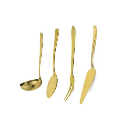 Imagem de Concha Garfo Colher Espatula Utensilio Dourado Talheres Inox