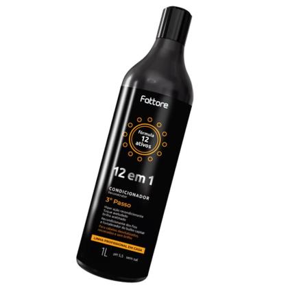Imagem de Condicionador Fattore Fórmula 12 em 1 - 1 Litro Passo 3 Reconstrutor para Cabelos Desvitalizados, Ressecados e Sem Brilho