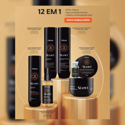 Imagem de Condicionador Fattore Fórmula 12 em 1 - 1 Litro Passo 3 Reconstrutor para Cabelos Desvitalizados, Ressecados e Sem Brilho