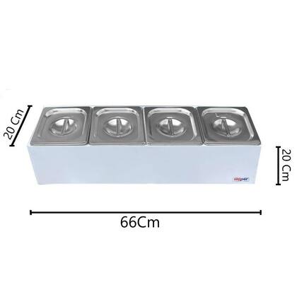 Imagem de Condimentadora 4 cubas Refrigerada 1/6 ZPCNRL04 Branca