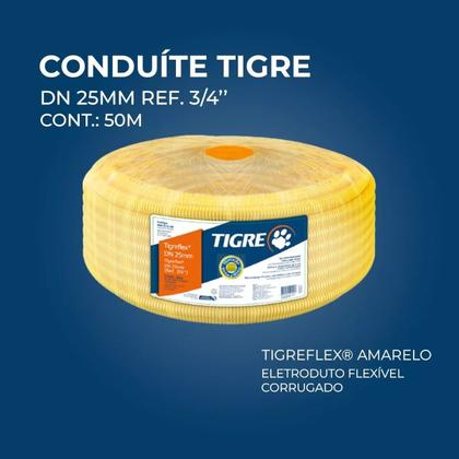 Imagem de Conduíte Corrugado Tigre 3/4 Polegada Rolo 50m - 2 Und