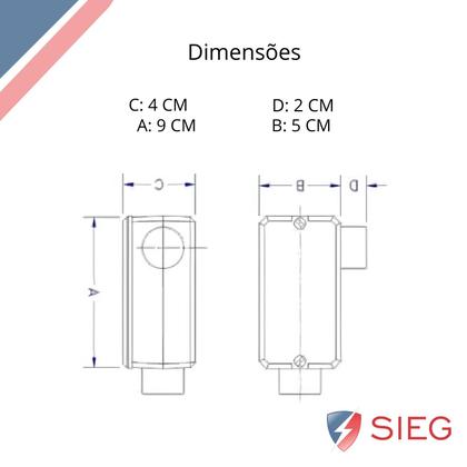 Imagem de Condulete Alumínio LL 3/4 Sieg S/placa S/rosca