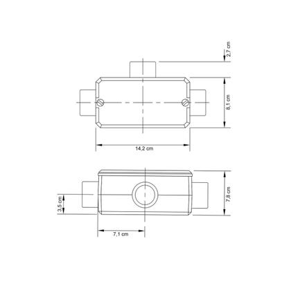 Imagem de Condulete fixo 1.1/2" tipo "T" - com tampa / sem rosca / sem pintura