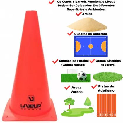 Imagem de Cone de Agilidade Demarcação Treinamento Funcional 28cm Liveup