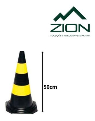 Imagem de Cone De Rua Sinalização Obra Buraco Preto Amarelo 50cm Kit 2