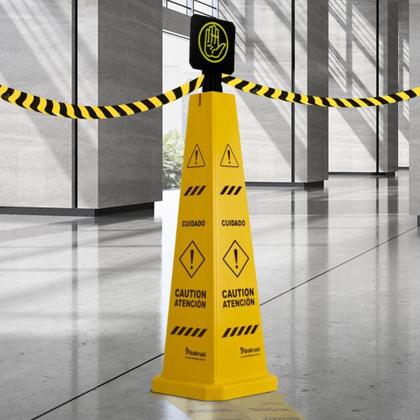 Imagem de Cone de Sinalização Cuidado 116x32,5cm - BRALIMPIA