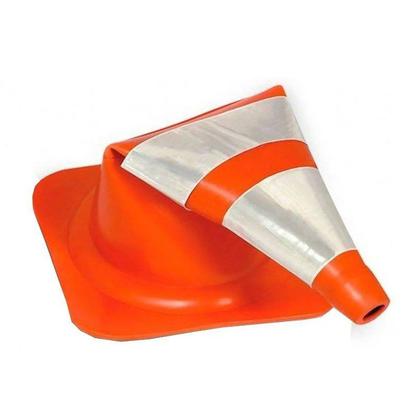 Imagem de Cone De Sinalização Flexível Plastcor Laranja e Branco 75CM