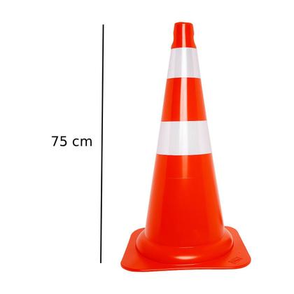 Imagem de Cone Fléxivel 75 Cm Laranja Tipo II Faixas Refletivas Kteli
