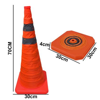 Imagem de Cone Obra Retratil Estrada Kit 8 Uni Portatil Sinalizador Viario Dobravel Segurança Rodovia Guarda Pratico Balizador