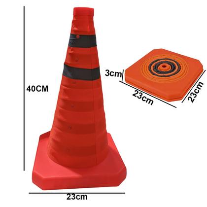 Imagem de Cone Retratil Portatil Sinalizador Dobravel Flexivel Obra Trafego Segurança Estacionamento Estrada Rodovia Balizador