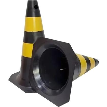 Imagem de Cone Sinalização Preto e Amarelo 50cm PLTZ Plastcor