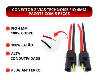 Imagem de Conector 2 Vias Technoise Fio 4,0mm - Pacote Com 5 Peças