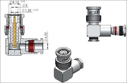 Imagem de Conector BNC 50 OHMS Macho Angular Prensa Cabo 0.4/2.5 - LM-22 - Gav 02 - KLC