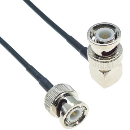 Imagem de Conector BNC Macho Fêmea Com Plugue E Conector De Rosca Para Cabo RG174, Extensão De Ângulo Reto,