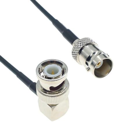 Imagem de Conector BNC Macho Fêmea Com Plugue E Conector De Rosca Para Cabo RG174, Extensão De Ângulo Reto,